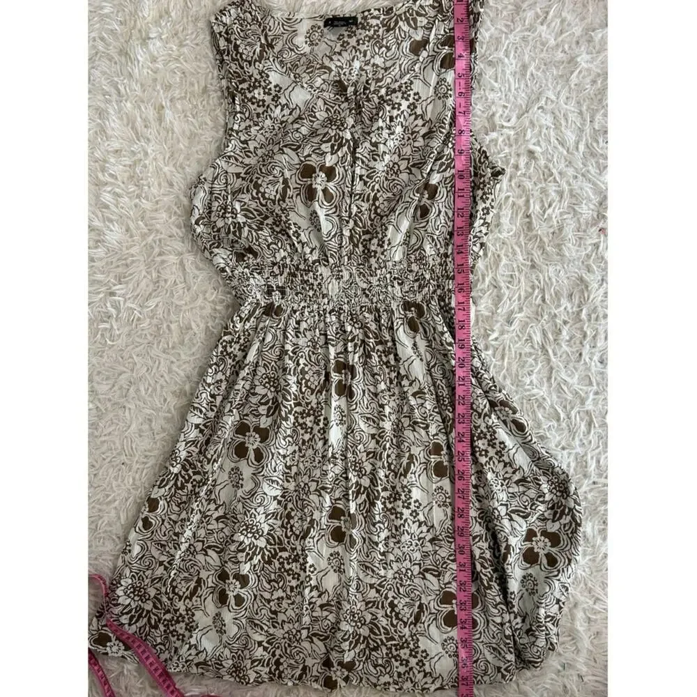 Eddie Bauer Women's Size L Cream & Brown Floral Sleeveless Sundress #0368 - Picture 9 of 11